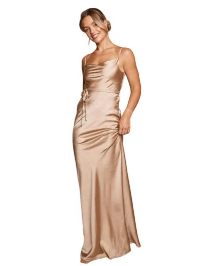 Six Stories Cami Cowl Front Satin Bridesmaid Dress In Nude