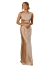 Six Stories Cowl Back Satin Bridesmaid Dress In Brown