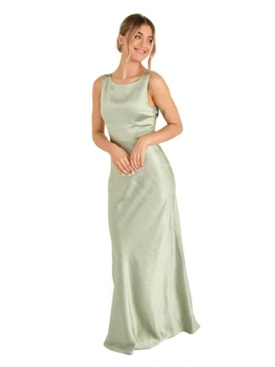 Six Stories Cowl Back Satin Bridesmaid Dress In Gray