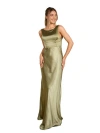Six Stories Cowl Back Satin Bridesmaid Dress In Green