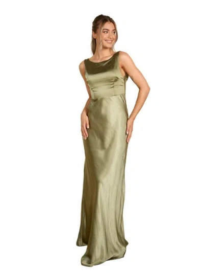 Six Stories Cowl Back Satin Bridesmaid Dress In Green