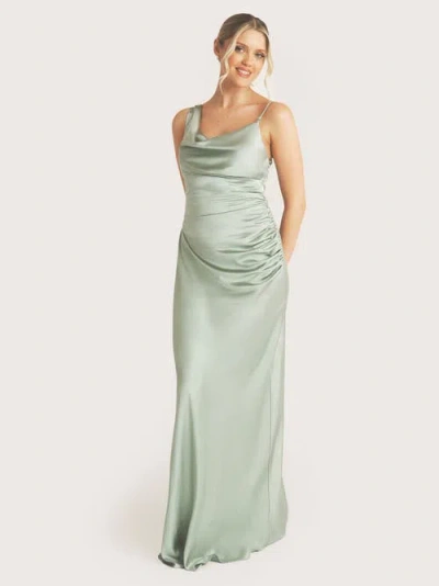 Six Stories Cowl Front Asymmetric Bridesmaid Dress In Green