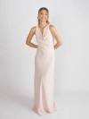 Six Stories Cowl Front Crepe Bridesmaid Dress In Neutral