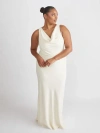 Six Stories Cowl Front Crepe Bridesmaid Dress In White