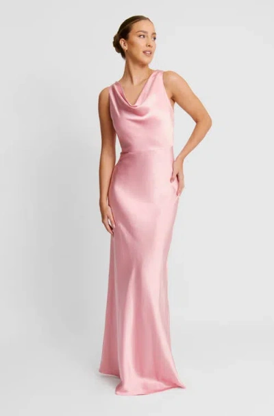 Six Stories Cowl Front Satin Bridesmaid Dress In Pink