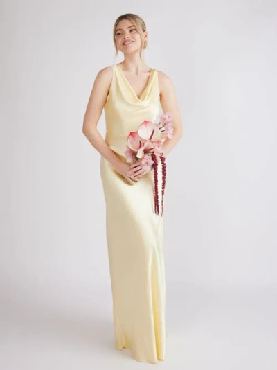 Six Stories Cowl Front Satin Bridesmaid Dress In Yellow