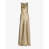 Six Stories Womens Rose Halterneck Slim-fit Satin Maxi Dress In Champagne