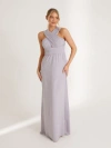 Six Stories Cross Neck Chiffon Bridesmaid Dress In Gray