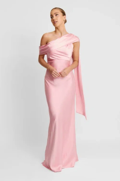 Six Stories Drape One Shoulder Bridesmaid Dress In Pink