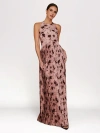 Six Stories Floral Halter Pleated Ruffle Maxi Dress In Pink