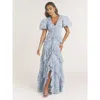 Six Stories Freya Floral Belted Ruffle Maxi Dress In Multi