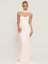 Six Stories Lace Bandeau Maxi Dress With Neck Scarf In Neutral