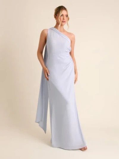 Six Stories One Shoulder Chiffon Bridesmaid Dress In Blue