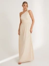 Six Stories One Shoulder Chiffon Bridesmaid Dress In Neutral