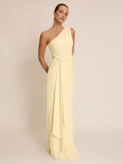 Six Stories One Shoulder Drape Stretch Bridesmaid In Neutral