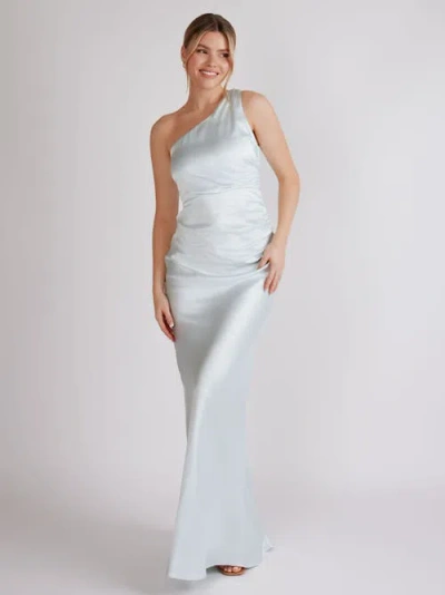 Six Stories One Shoulder Satin Bridesmaid Dress In Blue