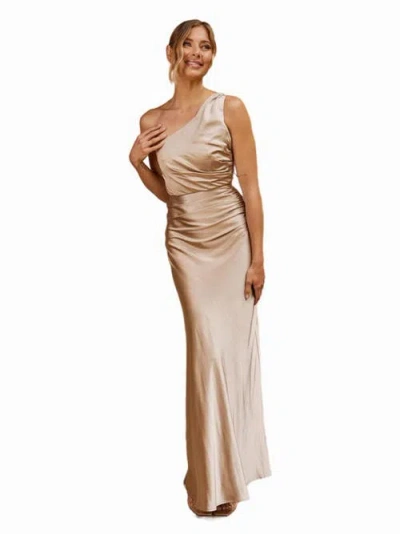 Six Stories One Shoulder Satin Bridesmaid Dress In Neutral