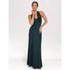 Six Stories Organza Halter Neck Maxi Dress In Black
