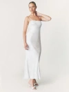 Six Stories Paloma Satin Floral Jacquard Maxi Dress In White