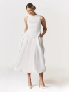 Six Stories Penelope Bow Back Midi Dress In White