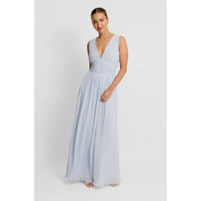Six Stories Pleated Plunge Maxi Dress In Blue
