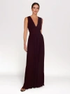 Six Stories Pleated Plunge Maxi Dress In Burgundy