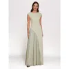 Six Stories Pleated Skirt Cap Sleeve Maxi Dress In Green