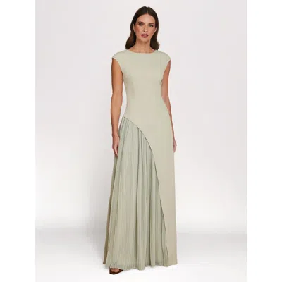 Six Stories Pleated Skirt Cap Sleeve Maxi Dress In Green