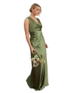 Six Stories Plunge Drape Satin Bridesmaid Dress In Green