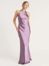 Six Stories Racer Neck Satin Bridesmaid Dress In Animal Print