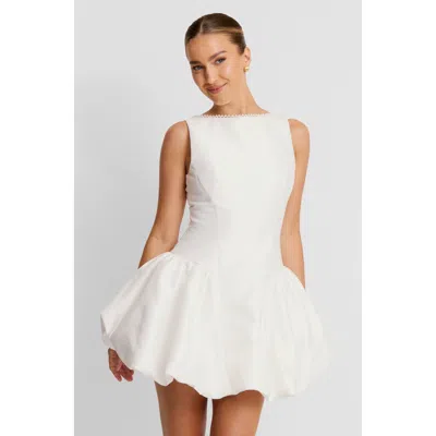 Six Stories Sleeveless Bubble Hem Mini Dress In White