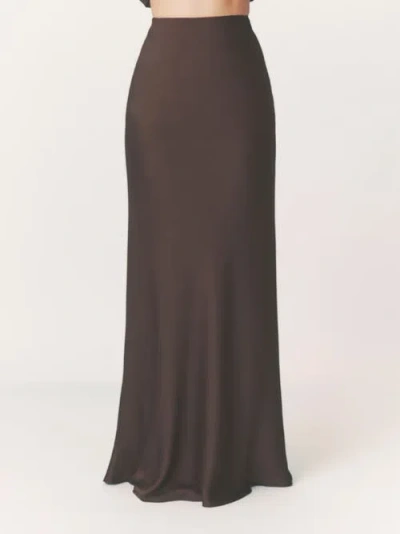 Six Stories Solene Satin Bias Cut Maxi Skirt In Gray
