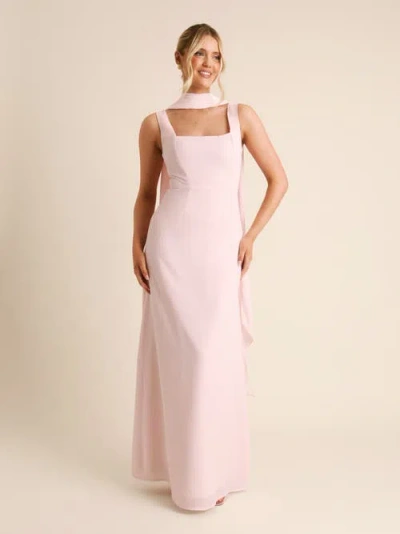 Six Stories Square Neck Chiffon Bridesmaid Dress In Pink