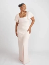 Six Stories Square Neck Crepe Bridesmaid Dress In Pink