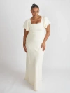 Six Stories Square Neck Crepe Bridesmaid Dress In White