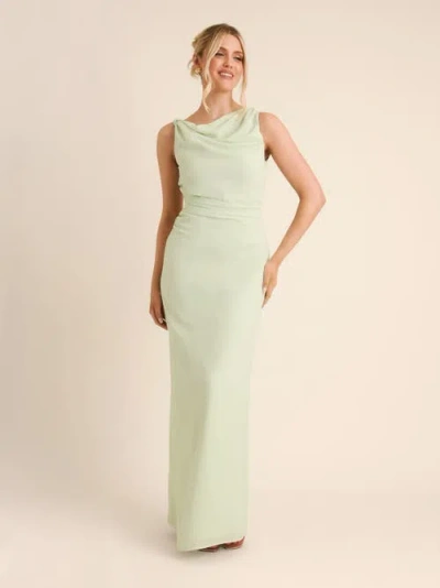 Six Stories Twist Asym Chiffon Bridesmaid Dress In Green