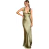 Six Stories Twist Back Satin Bridesmaid Dress In Green