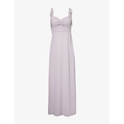 Six Stories Womens Lilac Tie-strap Sweetheart-neck Chiffon Maxi Dress In Gray