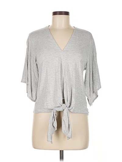 Pre-owned Six/fifty 3/4 Sleeve Top Gray Plunge Neckline Tops