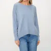Six/fifty Aangi Frayed Crew Sweater In Dusty Blue In Blue