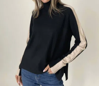 Six/fifty Ali Turtleneck Sweater In Black/camel In Multi