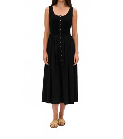 Six/fifty Alicia Poplin Midi Dress In Black