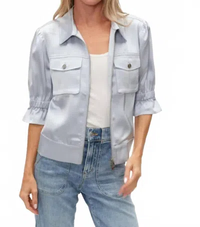 Six/fifty Anna Satin Jacket In Frost Blue In Multi