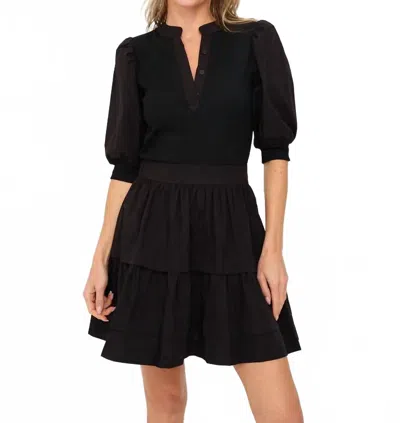 SIX/FIFTY ANNABELLE MIXED MEDIA DRESS IN BLACK