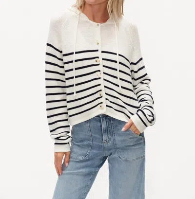 Six/fifty Annalora Button Up Hoodie In Navy Stripe In Multi