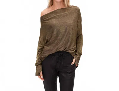 Six/fifty Anywhere Off Shoulder Top In Gold Lurex In Brown