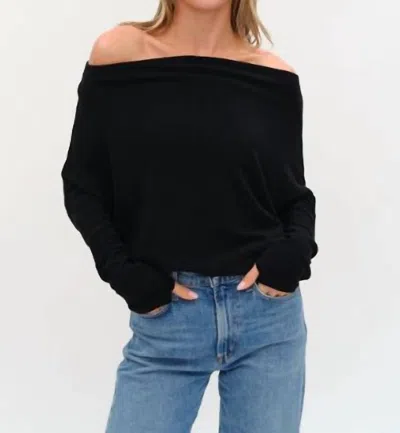 Six/fifty The Anywhere Lurex Off The Shoulder Top In Black