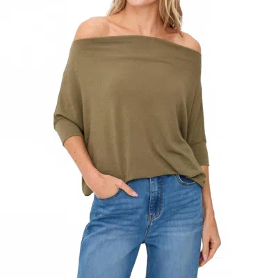 Six/fifty Anywhere Short Sleeve Top In Olive In Green