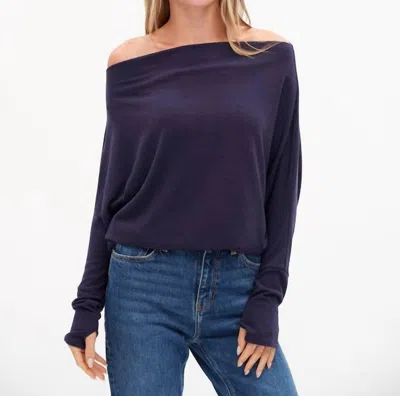 Six/fifty Anywhere Sparkle Top In Navy In Purple