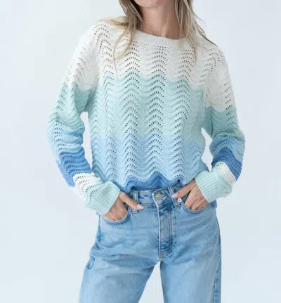 Six/fifty Ariella Scalloped Striped Sweater In Multi Color